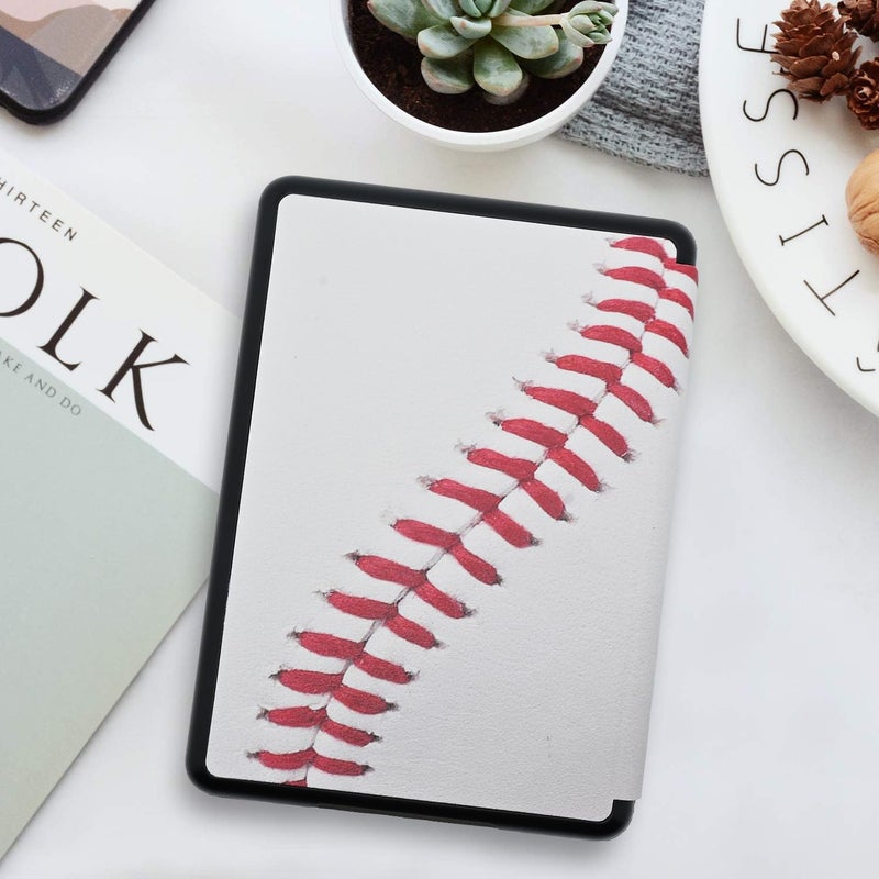 Tpacc Case for Kindle Paperwhite 12th Gen 2024 and Kindle Colorsoft Signature Edition, Book Lovers Gifts Lightweight PU Leather Protective Cover with Auto Sleep Wake Hand Strap, Baseball - Image 5